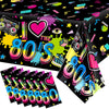 Tegeme 6 Pack 80S Plastic Party Tablecloth 80'S Party Table Cover 80S Birthday Party Supplies The 80'S Hip Hop Party Decoration