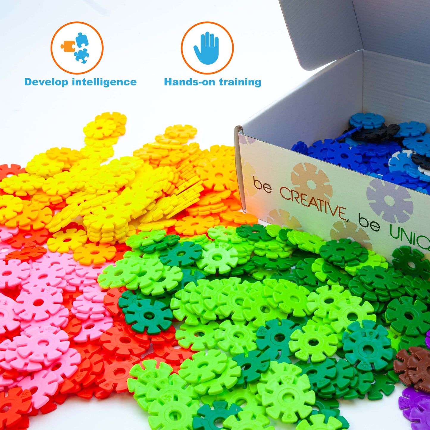 Picassotiles 550 Piece Building Chips Interlocking Construction Toys Creative Disc Block Toy Kit 3D Stacking Puzzle Stem Learnin