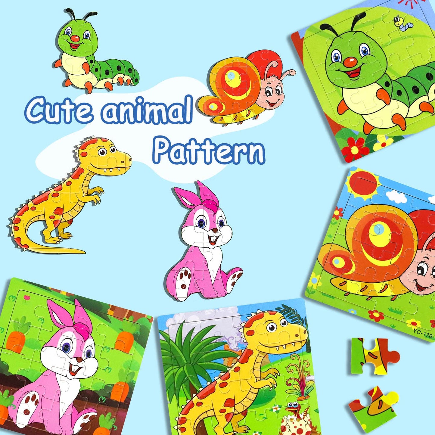 Puzzles for Kids Ages 3-5 9 Pack Wooden Jigsaw Puzzles for Toddlers Ages 3-5 16 Pieces Preschool Educational Learning Toys Set Animals Puzzles for 3 4 5 Years Old Boys and Girls