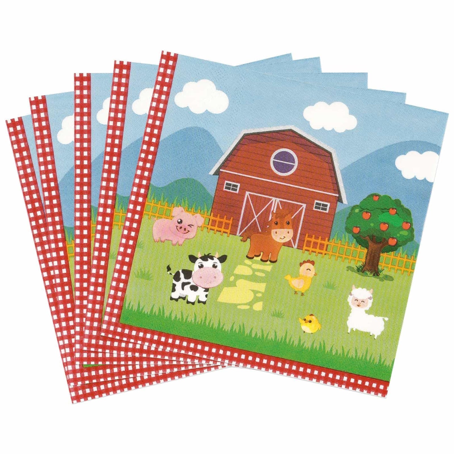 Wernnsai Farm Birthday Decorations - 50 Pack Farm Animals Napkins Barnyard Animal Party Decorations 3-Ply Farm Paper Napkins For Kids Baby Shower 6.5 X 6.5 Inches