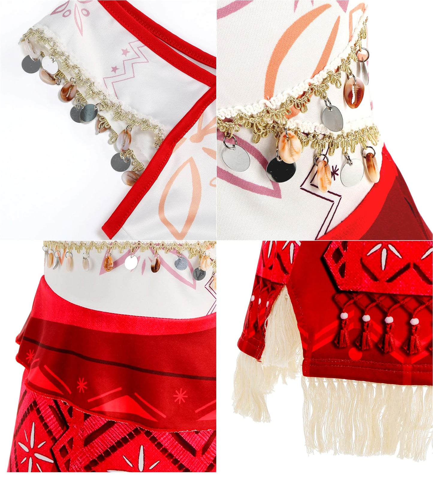 Bvthiynu Princess Dress for Girls Toddler Ocean Adventure Costume Birthday Party Cosplay Fancy Dress up, 3-4 Years Red