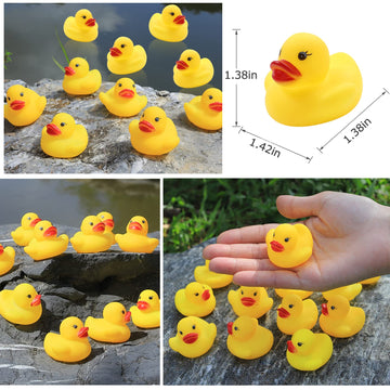 Jttjdb 50-Pieces Float & Squeak Mini Rubber Duck Baby Bath Ducky Sound Shower Toys For Kids