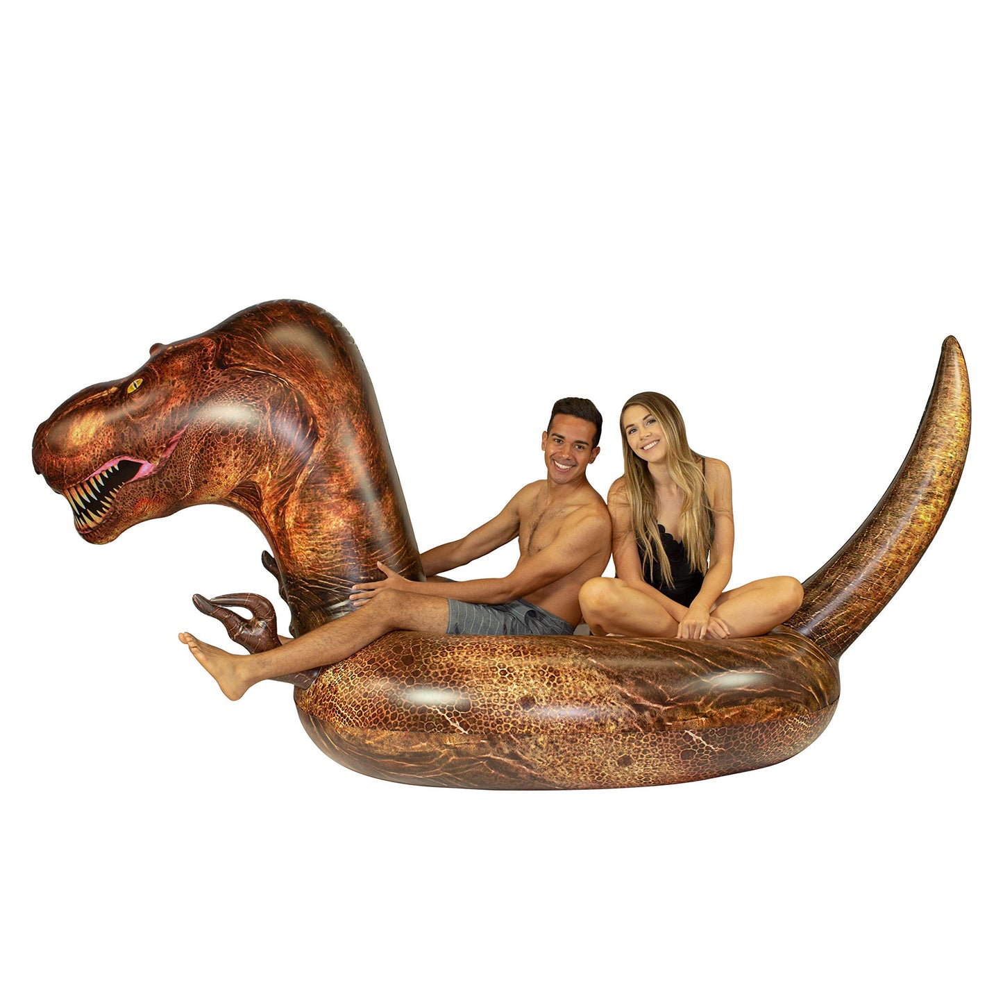 PoolCandy Gigantic Inflatable T-Rex Dinosaur Pool Raft - This Prehistoric Dino King Will Easily Carry 3 Adults All Day & Night,