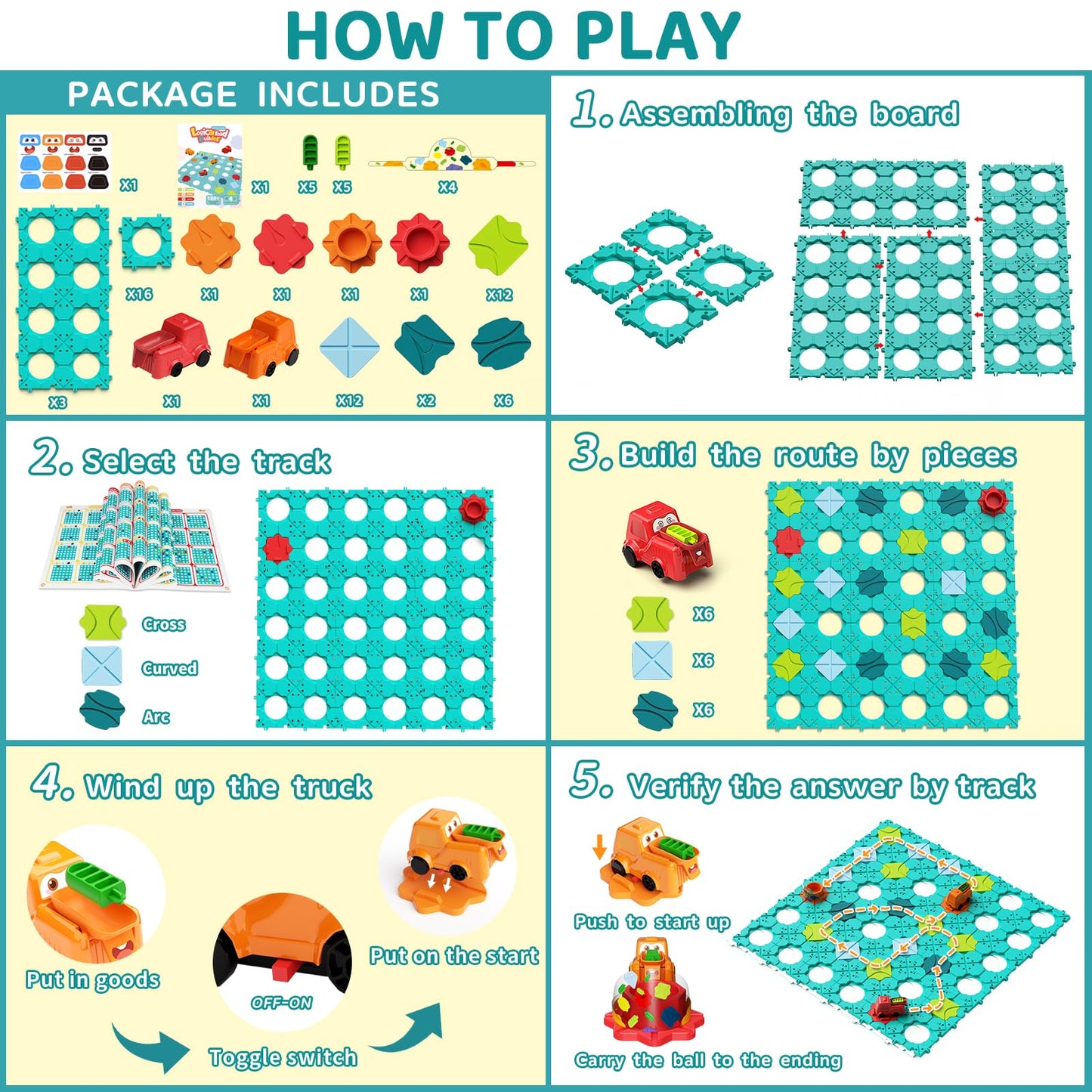 Stem Board Games Toys, Logic Maze Puzzles for Kids, Automatic Toy Car Preschool Classroom Learning Brain Teasers Toys for Kids A