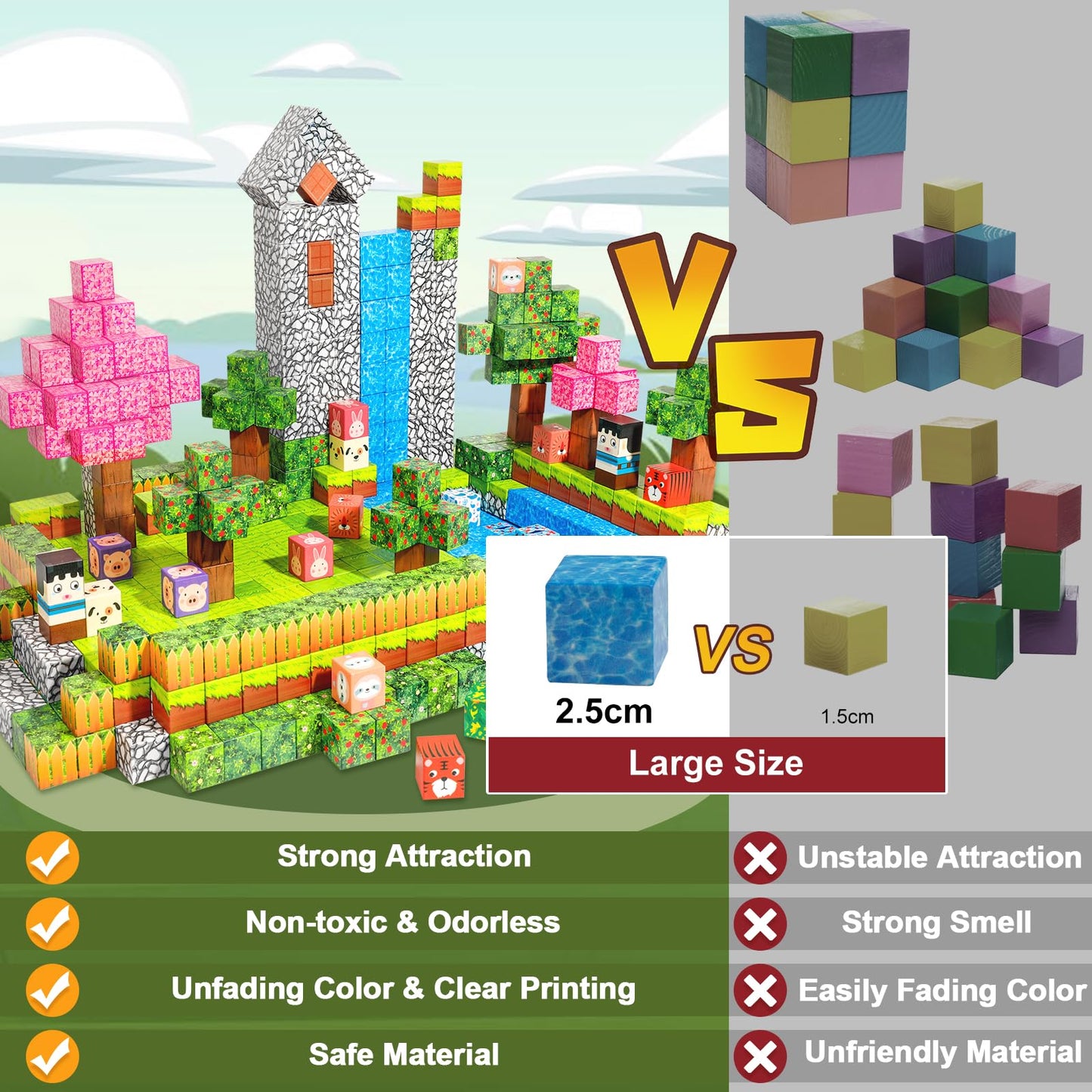 Hazms Magnetic Blocks 128Pcs Magnetic Building Blocks, Kids Toys For Boys And Girls Age 3+, Educational Sensory Magnetic Blocks