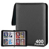 Trading Card Binder 4-Pockets, Trading Card Album Can Hold 400 Cards With 50 Removable Sleeves, 3-Ring Zipper Trading Card Holde