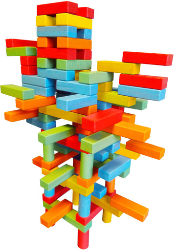 Wooden Bricks 45 Magnetic Building blocks, magnetic building set consisting of 25 colorful wooden bricks with 2 magnets, 15 colo