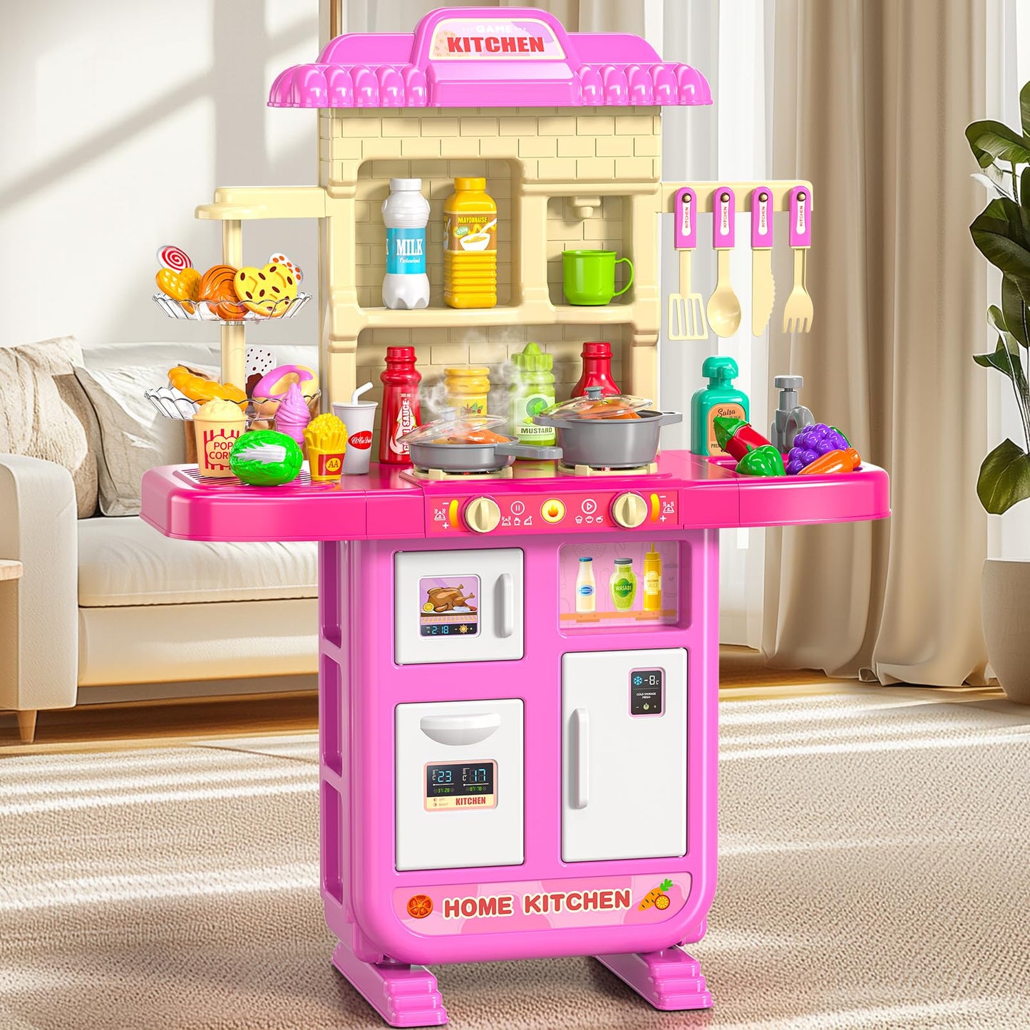 MSKOLER Pretend Play Kitchen Toy for Girls Age 3 4 5 6 7 8 - Toy Kitchen Accessories Food Toy for 3 4 5 6 Years Old Girls, Cutti