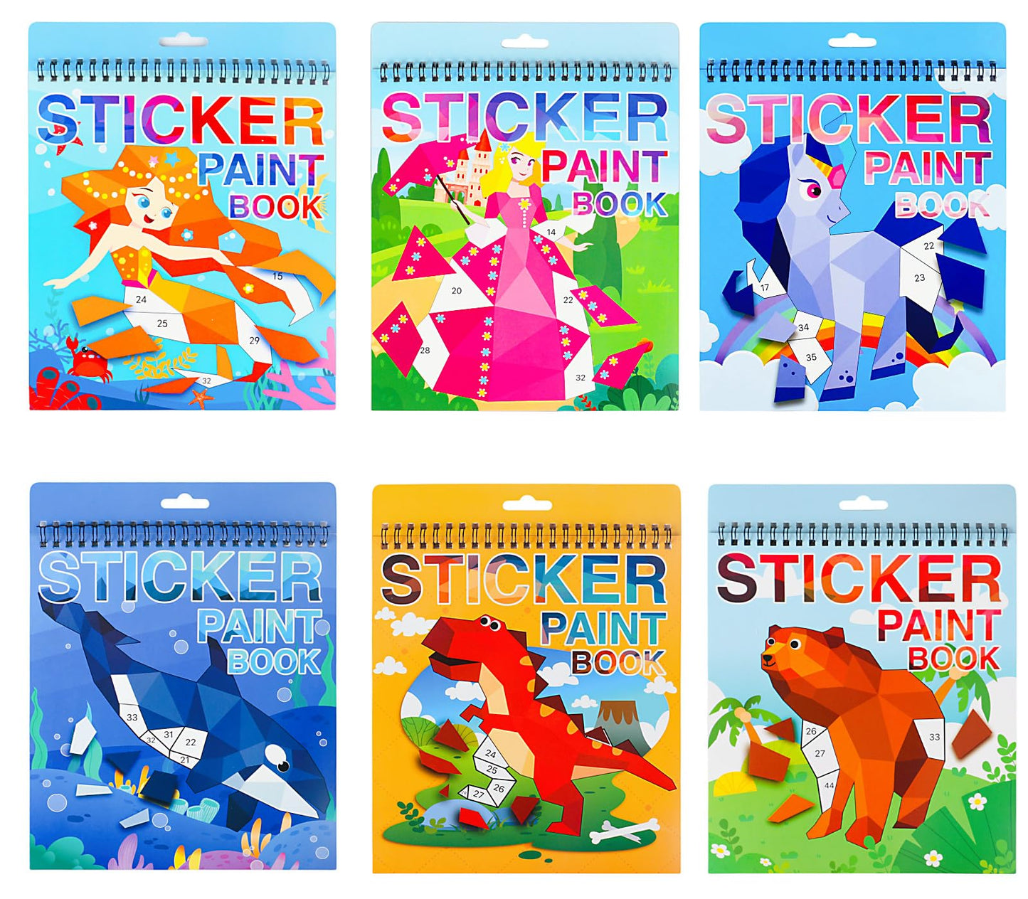 Crafts For Kids Ages 4-8 Sticker Paint Books 6 Pack Number Sticker Books For Kids Girls Boys Easter Party Favor, Car Road Plane Travel Activity Books