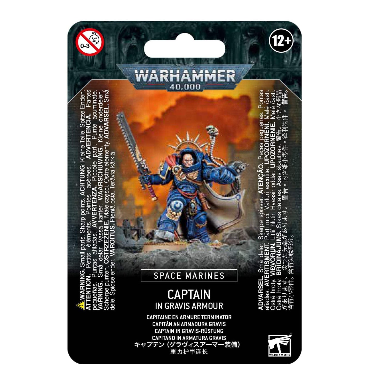 Games Workshop 48-70 Warhammer 40K - Space Marine Primaris Captain In Gravis Armour, Black