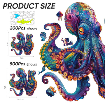 Qiuenisray Wooden Puzzles for mature-themeds Octopus Wooden Jigsaw Puzzles 500pcs 16.9x16.9in Royal Unique Shape Ocean mature-themed Puzzles Irregular Wood Puzzles Creative Gift for mature-themeds and Kids Family Game