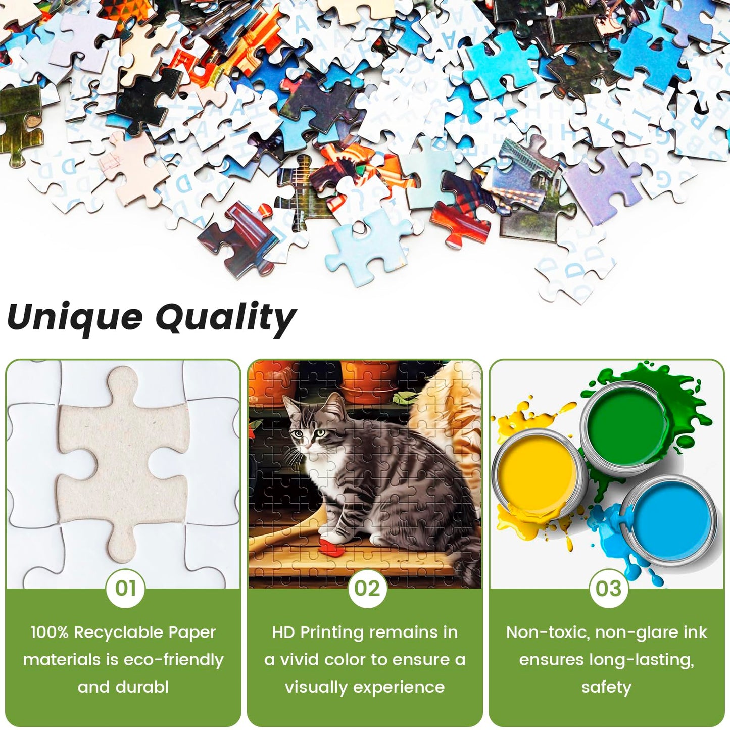 500 Piece Puzzle For Adults-Cats And Flowers | Recycled Cardboar Jigsaw Puzzles 500 Pieces | Challenging Family Activity Great G