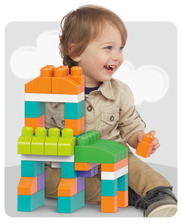 Mega Bloks Big Building Bag - Light Blue Plastic Blocks - Model DWR75