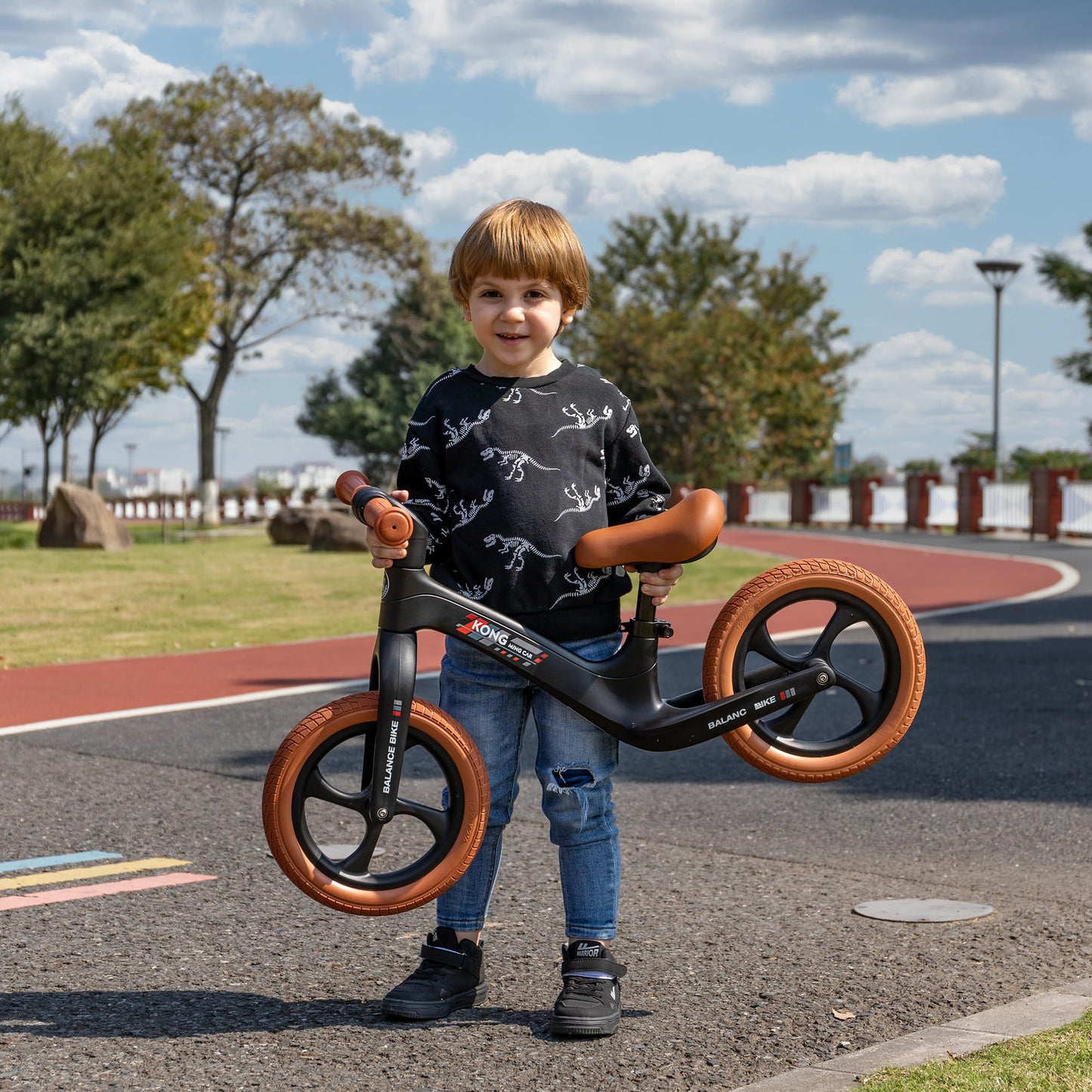 Kong Ming Car Toddler Balance Bike 2 Year Old, 12 Inch Balance Bicycle For Kids 24 Months To 6 Years, Push Bicycle With Footrest