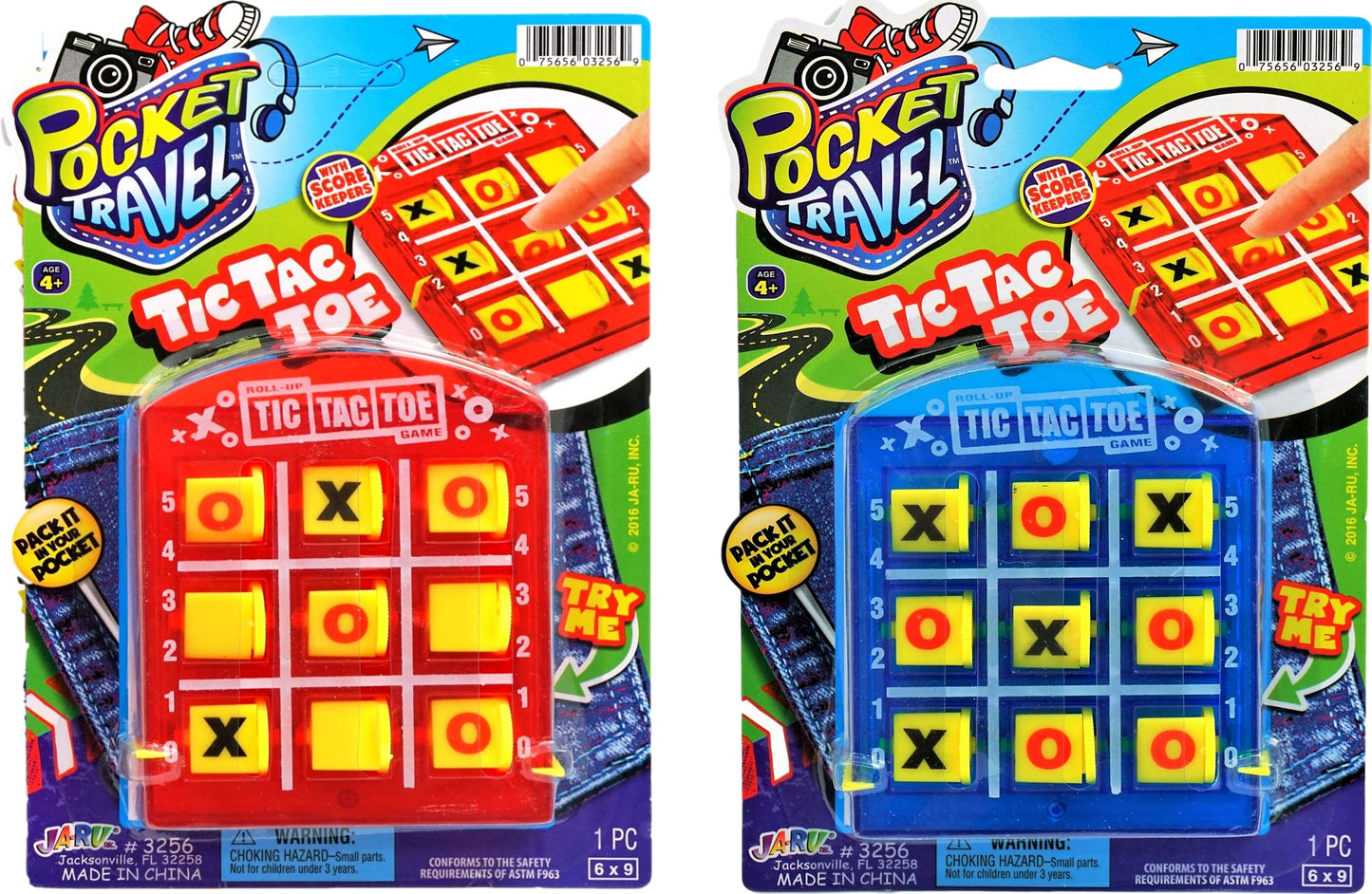 Ja-Ru Pocket Travel Tic Tac Toe Portable Board Games (6 Packs) | Classic Toys For Car And Airplane Games For Kids. Bulk Birthday Party Favors Plus Sticker 3256-6S