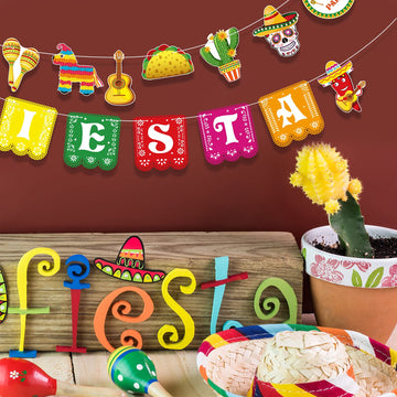 Cinco De Mayo Banner Mexican Party Supplies Sign Banner Garland Fiesta Party Decoration Day of The Dead Backdrops Ceiling Hangin