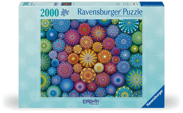 Ravensburger - Radiating Rainbow Mandalas - 2000 Piece Jigsaw Puzzle - Bold Vivid Colors - Intricate Painted Stones in Rainbow Art - Frameable - enhanced Quality - Puzzles for mature-themeds