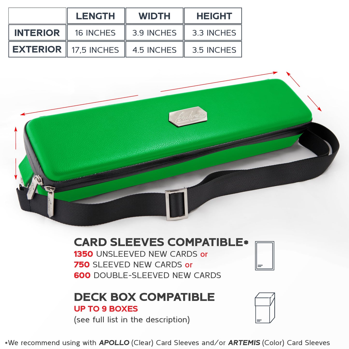 Quiver Time 'S Green Card Case, Perfect For Mtg Deck, Premium Storage Box, For Trading Cards, And Playing Card Storage, Ideal For Carrying Magic The Gathering And Game Tcg Enthusiasts Recommended