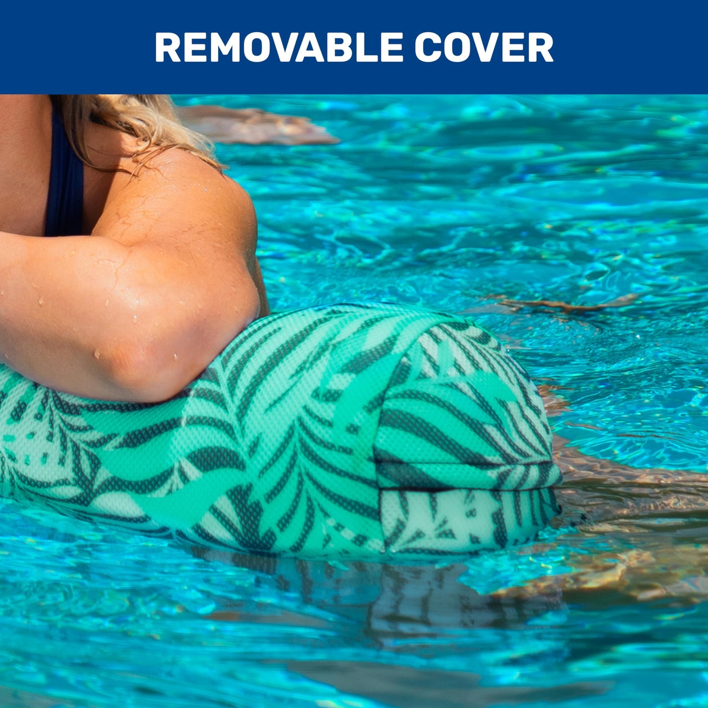 Aqua Oversized Inflatable Pool Noodle – 2 Pack – Soft Mesh Jumbo Noodle Pool Float – Teal/White Fern