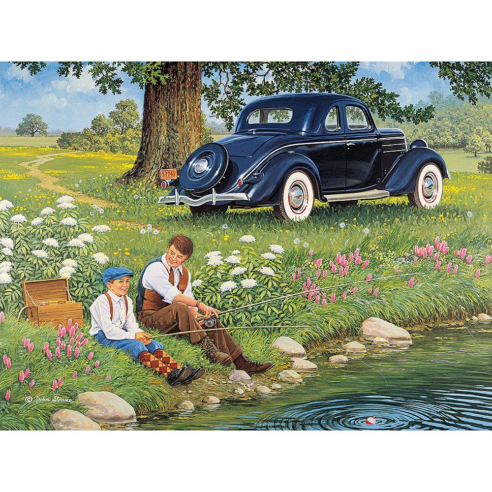 Bits And Pieces – Value Set Of Three 500 Piece Jigsaw Puzzles For Adults – Around The Bend, Plain And Fancy, Father'S Day Jigsaw Puzzles By Artist John Sloane, Completed Puzzle Size: 18' X 24'