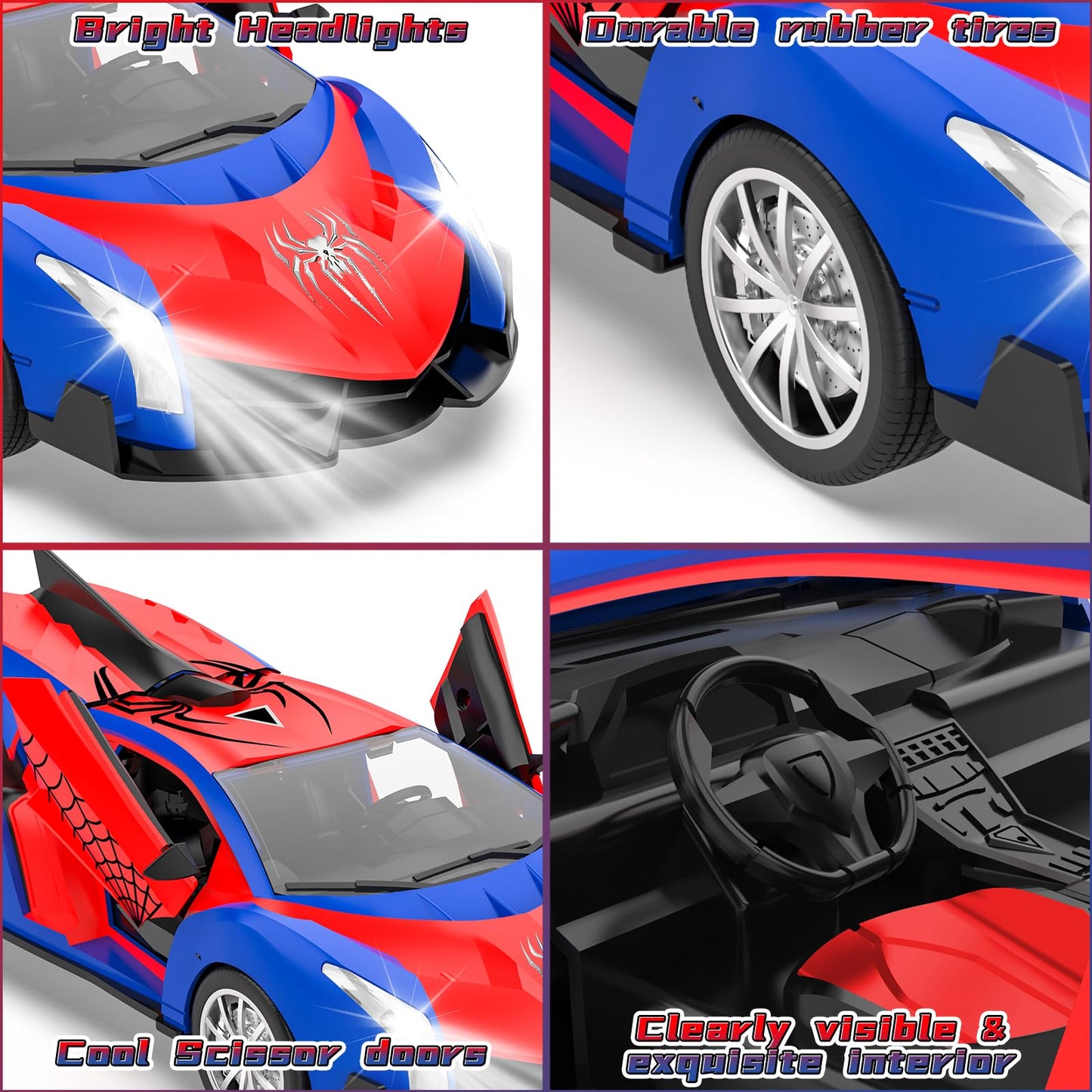Remote Control Car for Kids, Fast RC Cars for Children with Lights, Electric Vehicle Toy Car Hobby Racing Car Toys for Boy Age 3