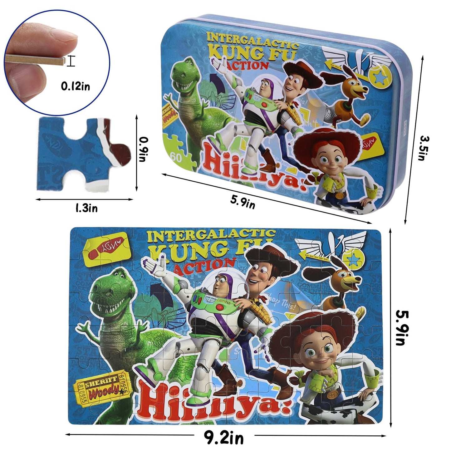 60 Piece Toy Story Puzzles In A Metal Box For Kids Ages 4-8 Jigsaw Puzzles For Girls And Boys Great Gift For Children (0683)