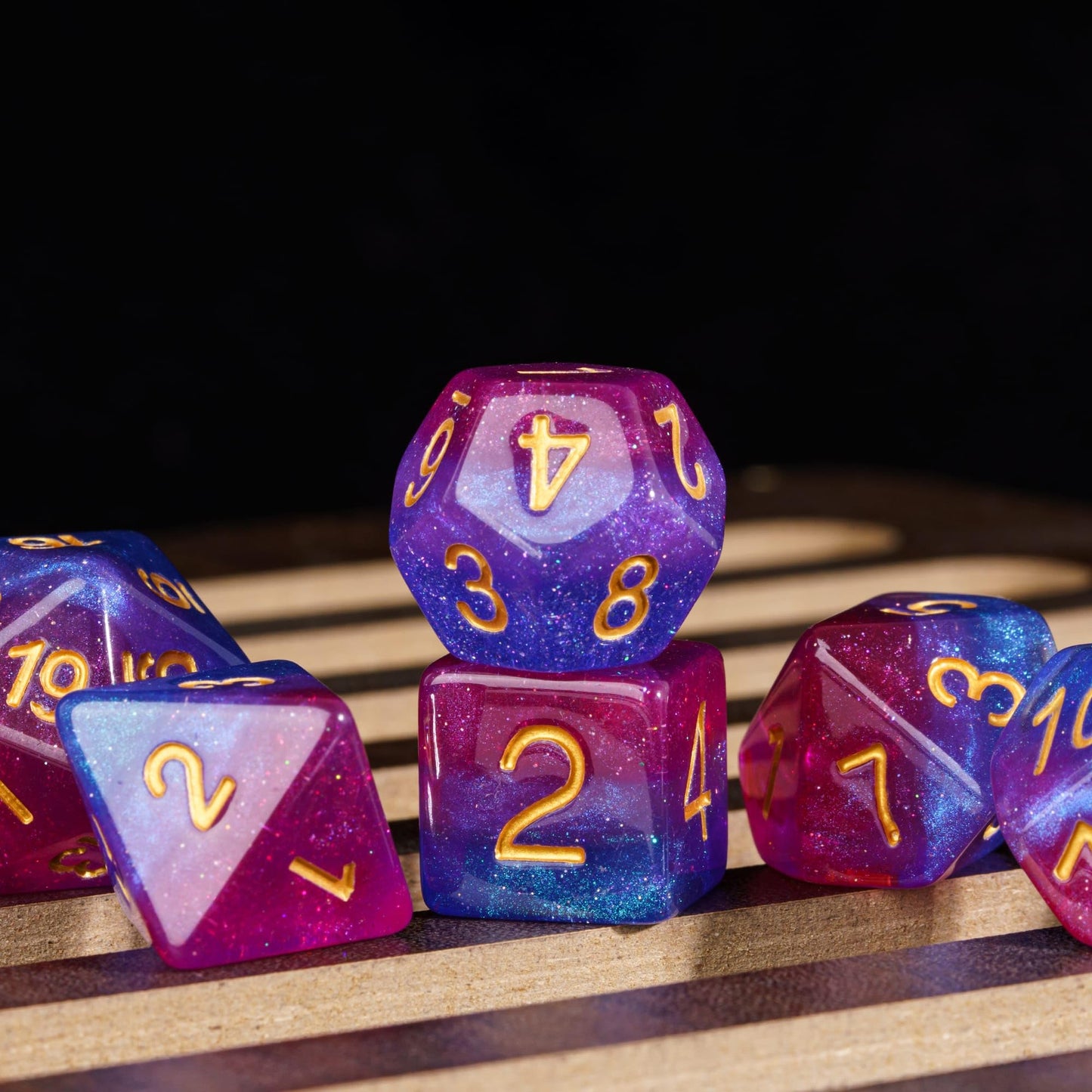 HDdais 7PCS DND Dice Bisexual-Pride Polyhedral Dice Set D&D Homosexual Flag Dice for Dungeons and Dragons RPG MTG and Other Tabl
