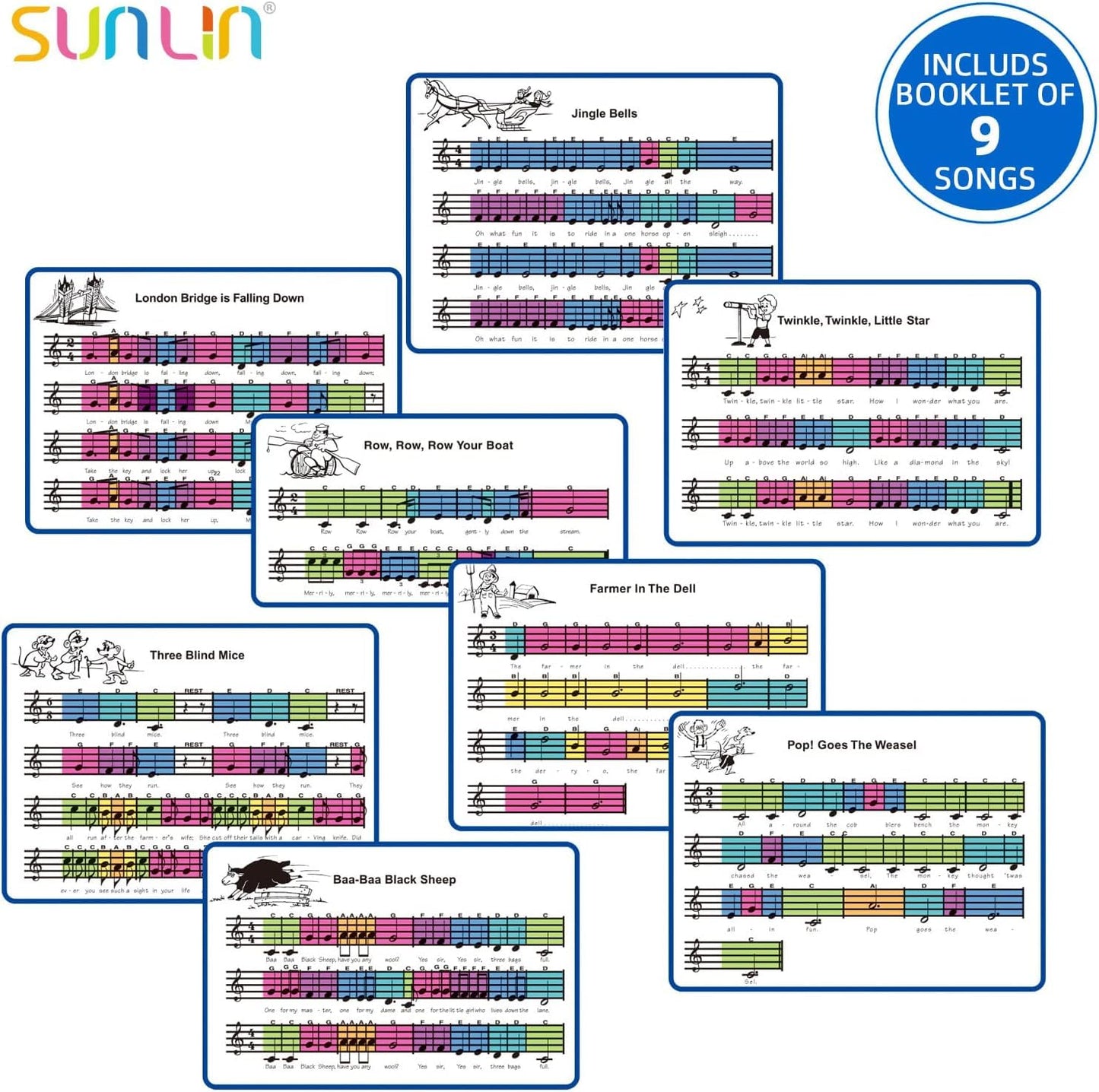 Sunlin 6Ft. Piano Mat, Floor Keyboard Playmat: 24 Keys, 10 Demos, 8 Instrument Sounds, Record & Playback, Giant Interactive Musical Toys Gifts For Boys & Girls Age 3 4 5 6 7 8 9 Years Old