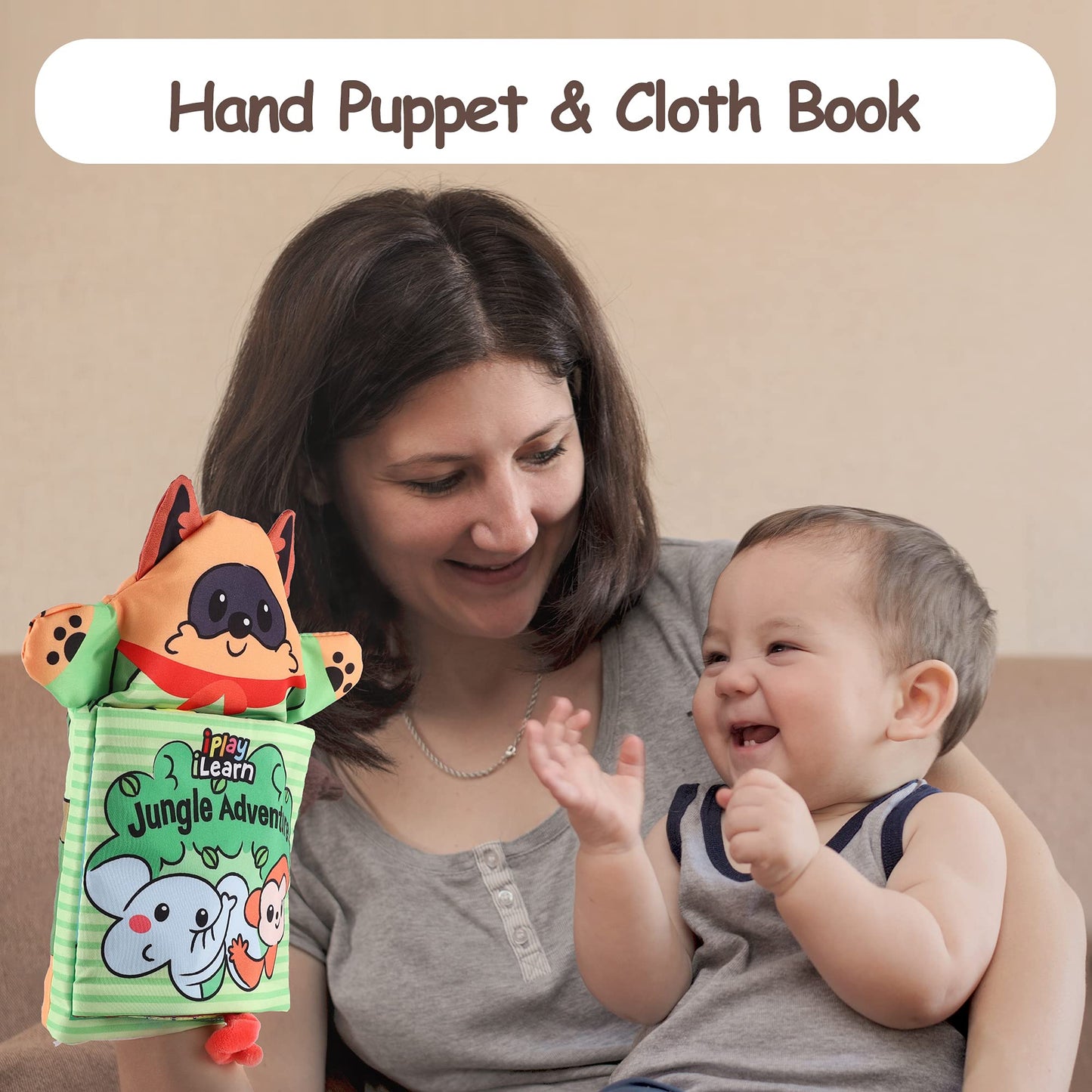 Iplay, Ilearn Soft Baby Books 1 Year Old, Babies Animal Cloth Book 6-12 Month, Infant Touch Feel Crinkle Book, Toddler Carseat Crib Bedtime Toy, Newborn Stocking Stuffer Gift 9 18M 2 3 Yr Kid Boy Girl