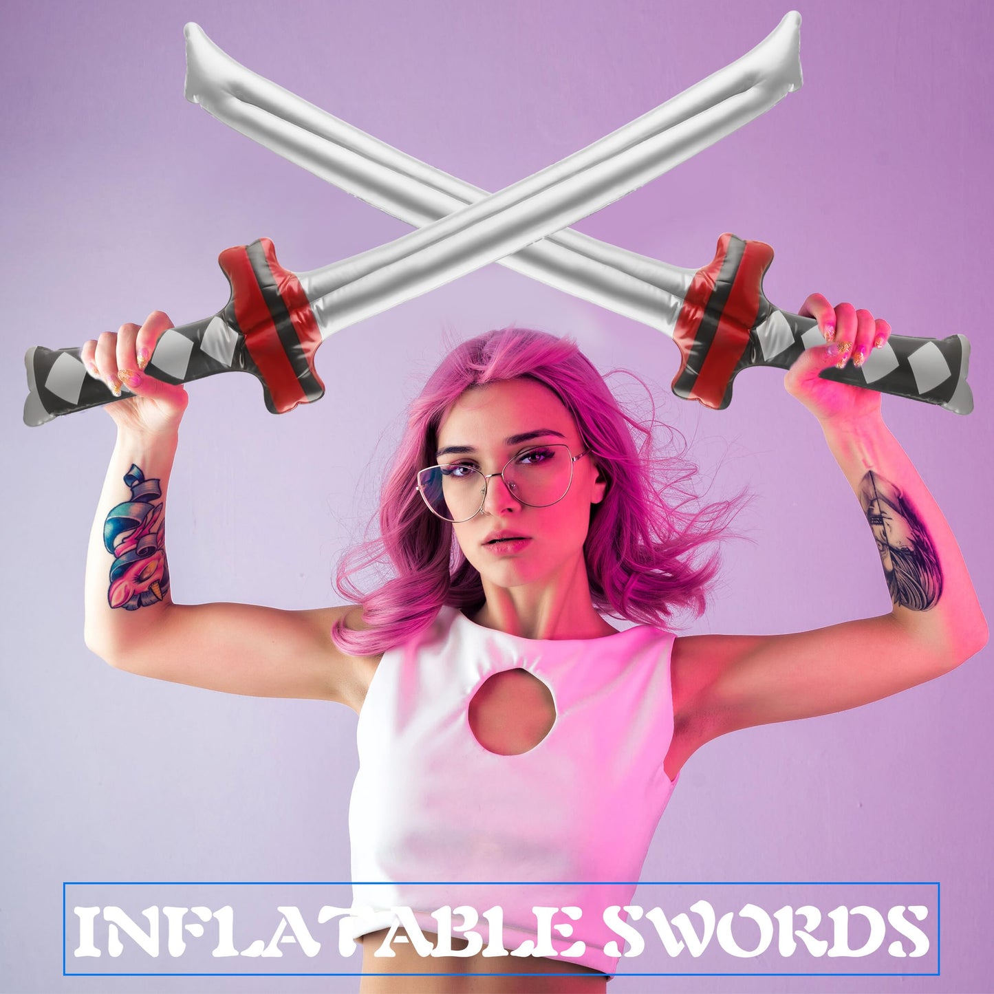 Fahacop 32 Pack 30 Inch Inflatable Ninja decorative replica blades Blow up Katana Toy Inflatable Samurai for Kids Halloween Ninja Theme Party Costume Accessories