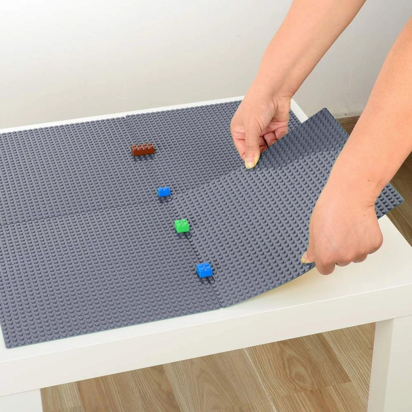 MIMAX Peel-and-Stick Baseplates 2PCS (10x10) Toy Building Brick Blocks Base Plates Self Adhesive Baseplate for All Major Brands Build On Table Wall (Black)