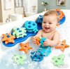 Silicone Baby Bath Toys - Stackable, Shape-Sorting Floating Set with 10 Mold-Free Textured Pieces, No-Hole Design - Early Learni