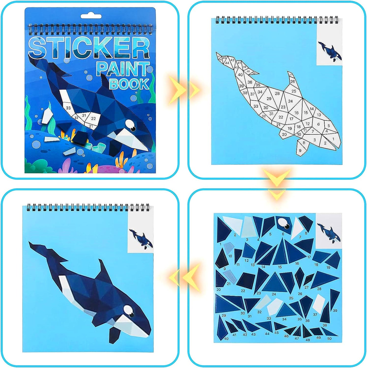 5 Pack Crafts For Kids Ages 4-8,6-8 Sticker Paint Number Books Kids Birthday Party Favors Road Plane Travel Activity Book (Dinosaurs+Ocean+Insect+Vehicle+Horse)