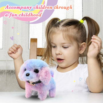 Easfan Walking Puppy Stuffed Animal Interactive Rainbow Dog Barking Tail Wagging Head Nodding Educational Plush Toy Easter Christmas Birthday Gifts For Toddlers Kids Girls, 7'