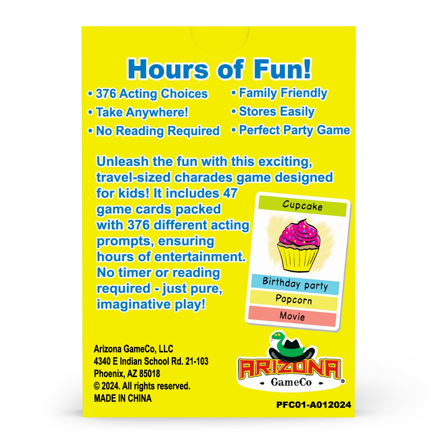 Arizona Gameco Pocket Fun Charades, A Family Party Game For Kids Ages 6 And Up – No Reading Required To Play – Perfect For Families, Vacation, Travel, Camping, Classroom, Stocking Stuffer Or Gift