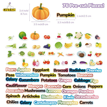 Chefan Fruits And Vegetables Felt Board Pieces, Precut Flannel Board Pieces, Felt Figures Sets Flannel Graph Educational Learnin