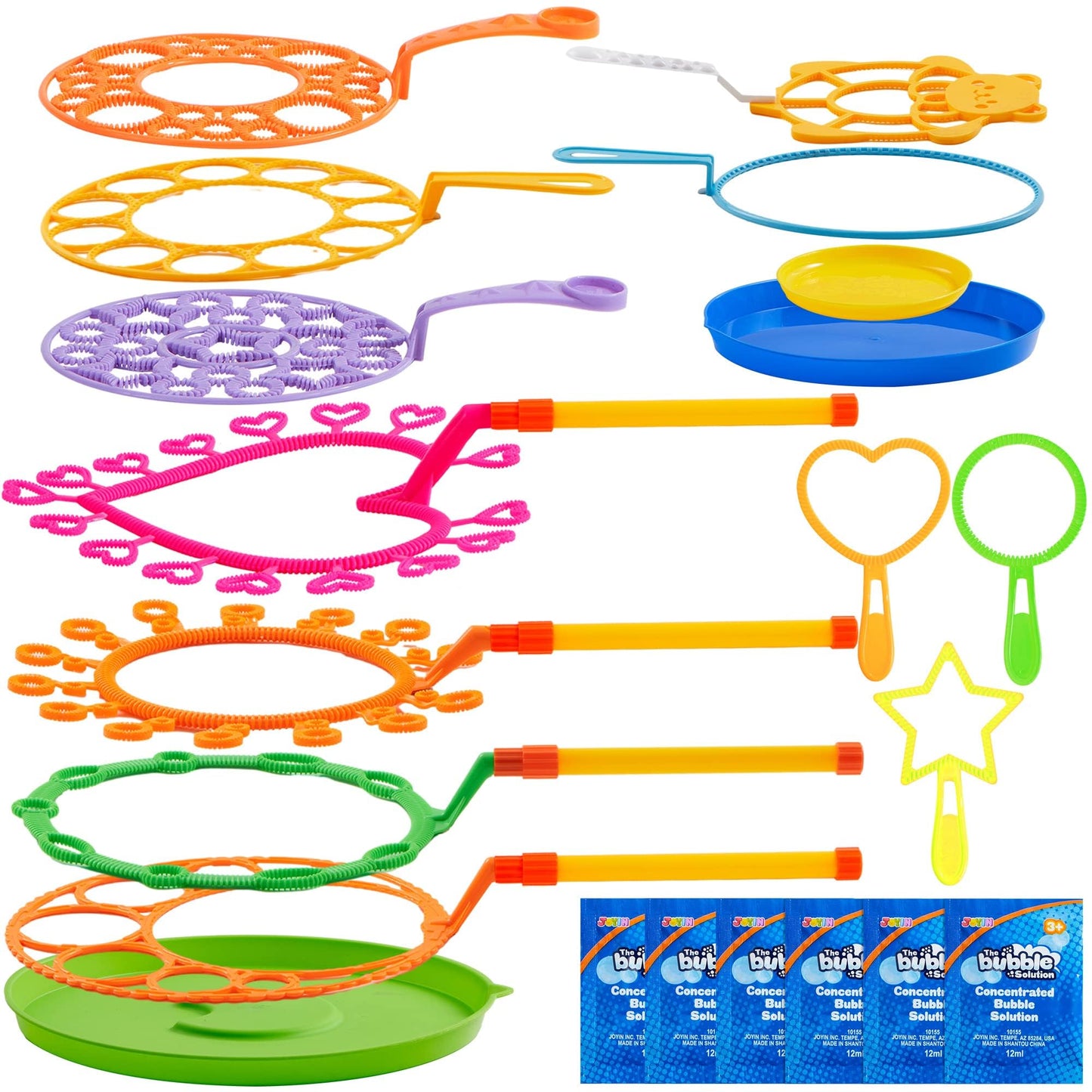 Joyin Big Bubble Wands Set With With Tray, 21' Giant Bubble Wands Bulk For Kids, Summer, Outdoor Play Period & Birthday Party & Games, 6 Pcs Solution Suitable, Suitable For All Age People