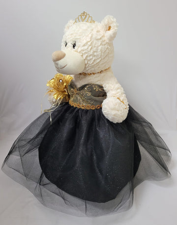 KINNEX COLLECTIONS SINCE 1997 20 Quince Anos Quinceanera Last Doll Teddy Bear with Dress (Centerpiece) ~ ARC16831-17G (Black/Gol