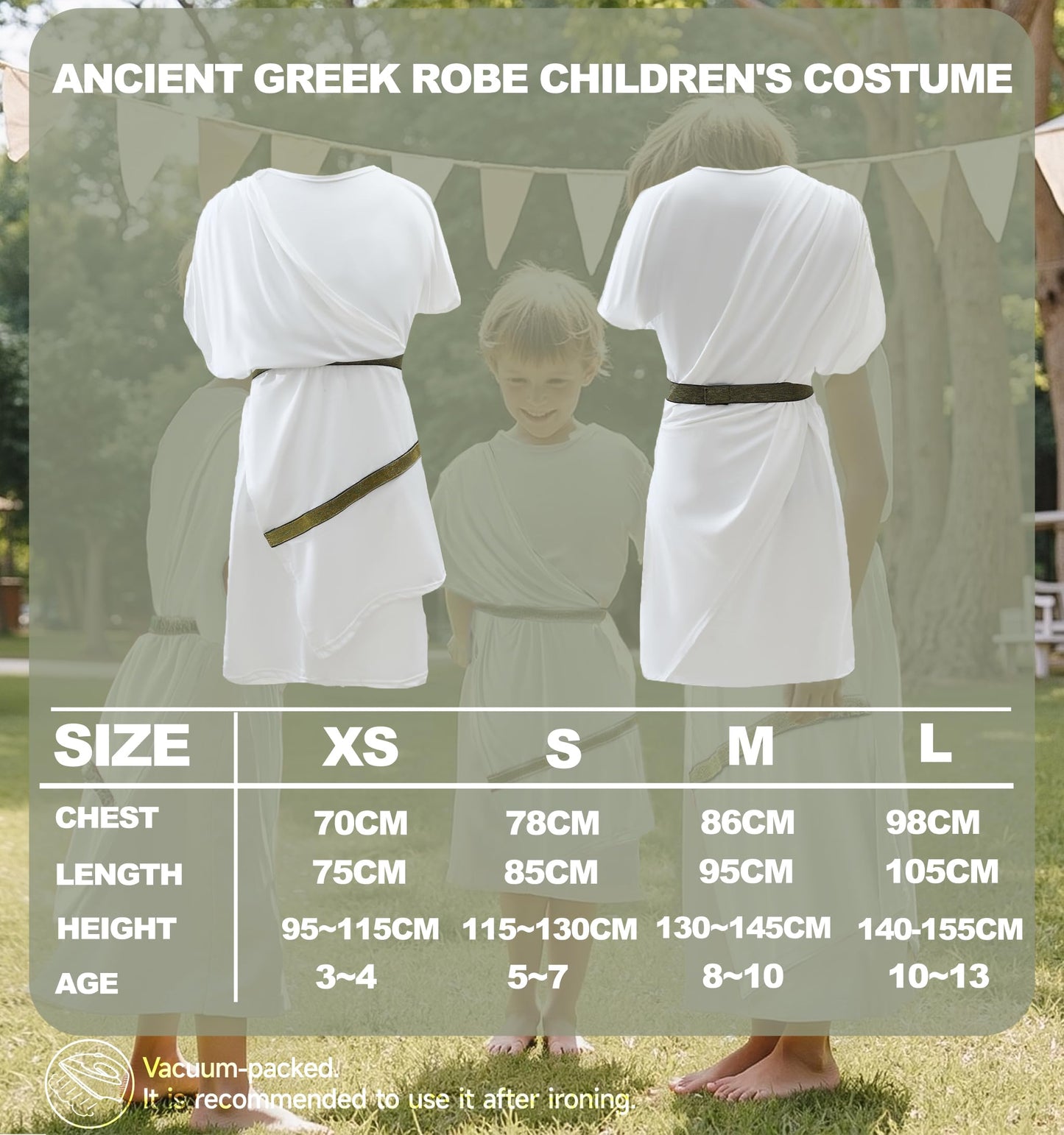Vzqi Greek Toga Costume For Kids Roman Halloween Nobility Boy Cosplay L