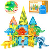 Benoker Dinosaur Magnetic Tiles,Animals Magnet Building Blocks Toys Dino World,3D Stem Educational Magnet Tiles For Boys Girls K