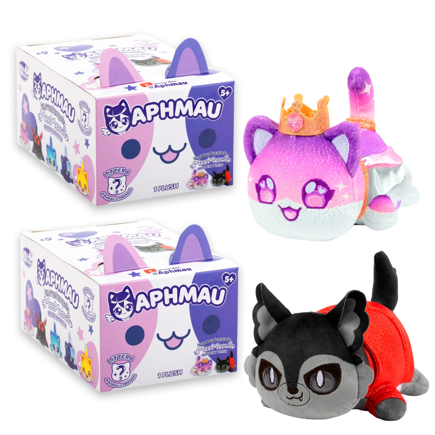 Aphmau 6” Meemeow Mystery Plush 2 Pack Bundle – Series 6; Youtube Gaming Channel, Blind Box, 10 Possible Friends, Friends Meemeows, Official Merch