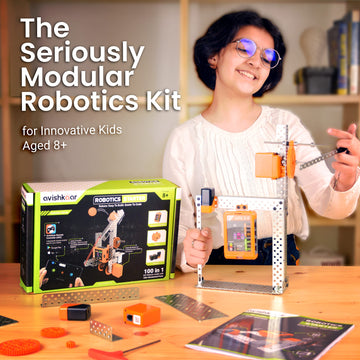 Avishkaar Robotics Starter Kit, 100-In-1 Diy Stem Metal Kit, Multicolor, 100+ Parts, Learn Robotics, Coding & Mechanical Design,