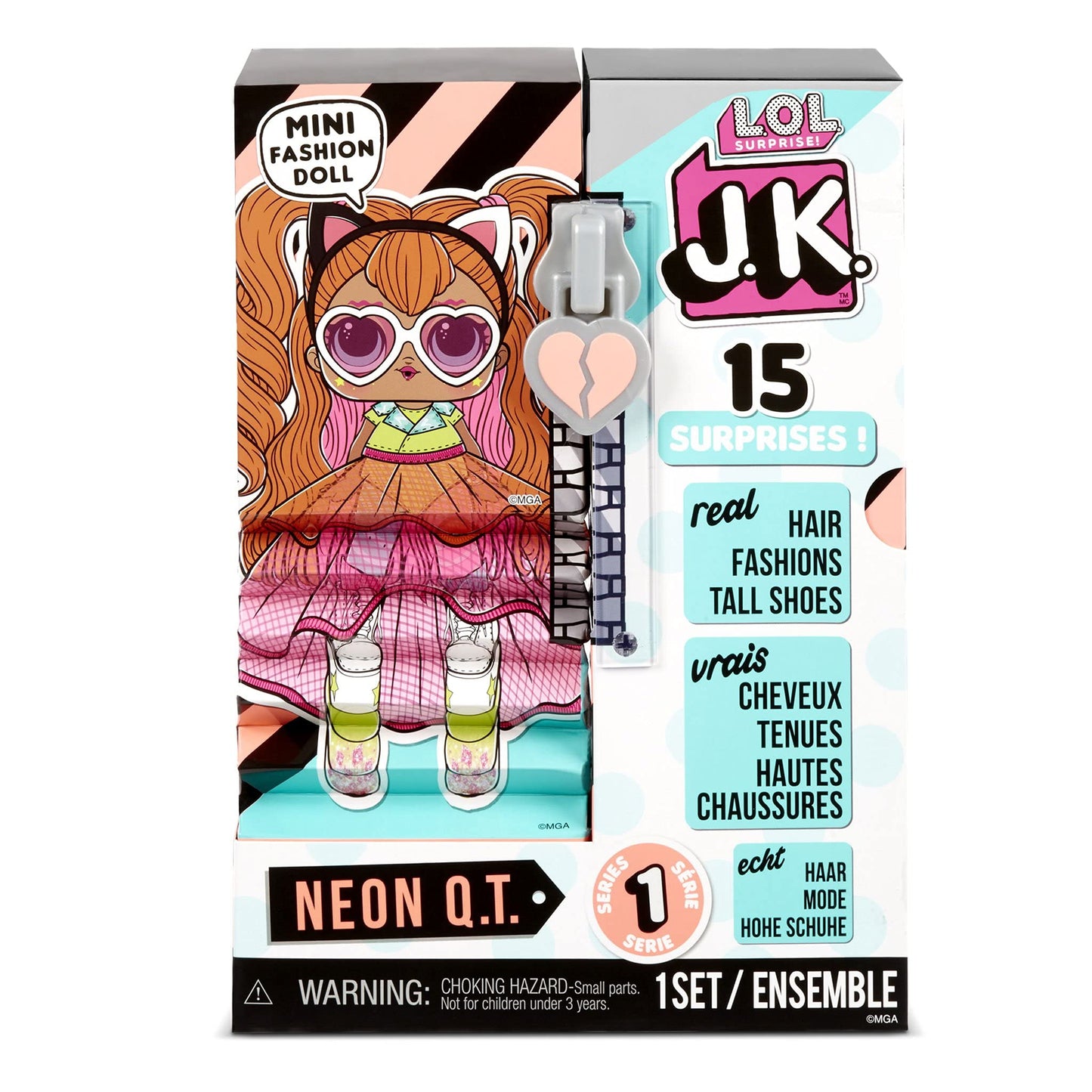L.O.L. Surprise! JK Neon Q.T. Mini Fashion Doll with 15 Surprises Including Dress Up Doll Outfits limited availability Doll Accessories- Gifts for Girls and Mix Match Tosy for Kids 4-15 Years
