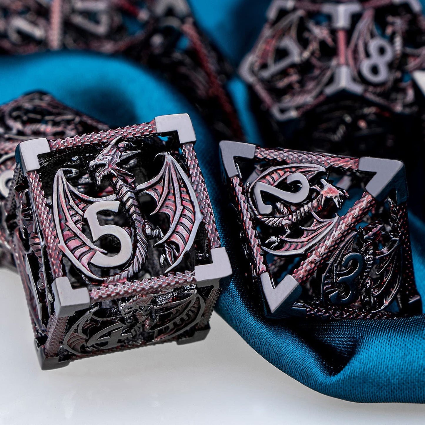 ARUOHHA Hollow DND Metal Dice Set Dungeons and Dragons Black Red D and D Dice, D+D RPG D&D Dice Role Playing Games Polyhedral Di