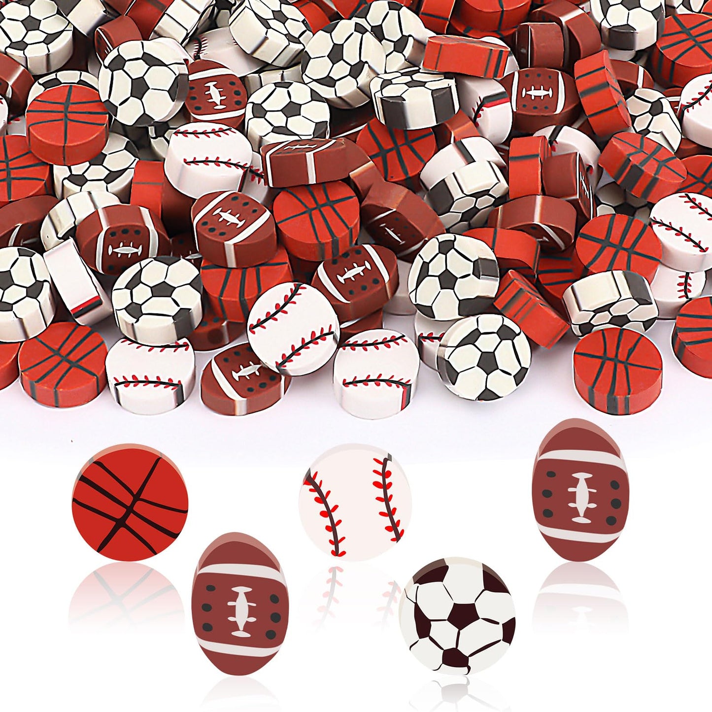 JUNEBRUSHS 150Pcs Football Erasers Mini Erasers for Kids Bulk Novelty Sports Pencil Erasers for Student Classroom Prizes Homewor