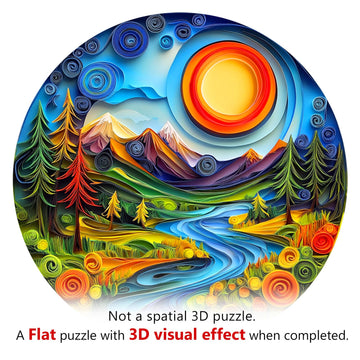 Wooden Puzzles for mature-themeds Unique Animal Shaped Sunrise Scenery mature-themed Puzzle 3D Vision Wooden Jigsaw Puzzles mature-themed Challenging Creative Gifts Family Games 13.4 * 13.4in 300pcs