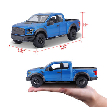 Maisto 1:24 Scale SE Trucks - 2017 Ford F150 Raptor, Blue Metal Model 31266-00000063
