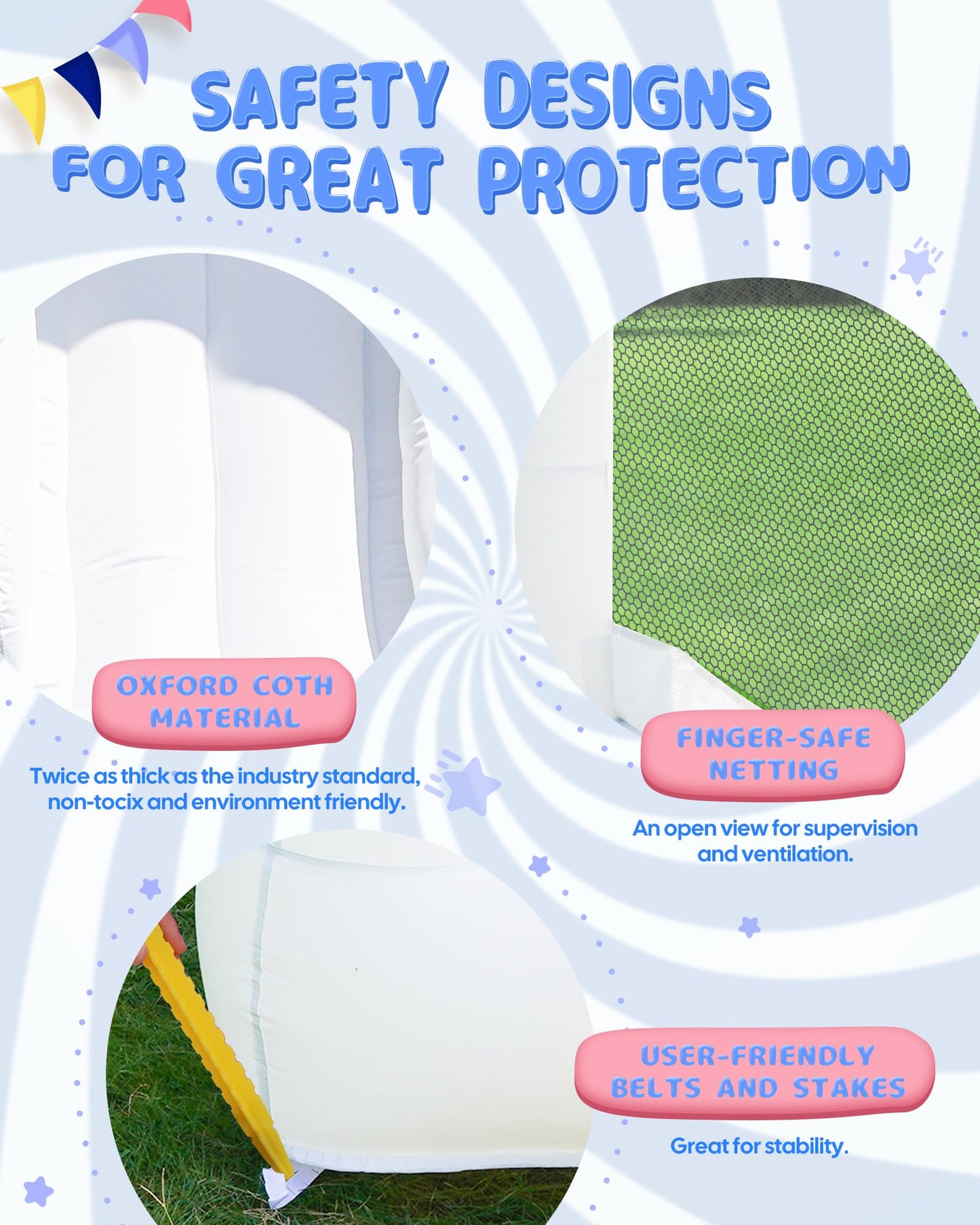 Airmyfun White Bounce House For Kids 3-8, Bounce House With Slide, Indoor Outdoor Inflatable Bounce House Playset With Air Blowe