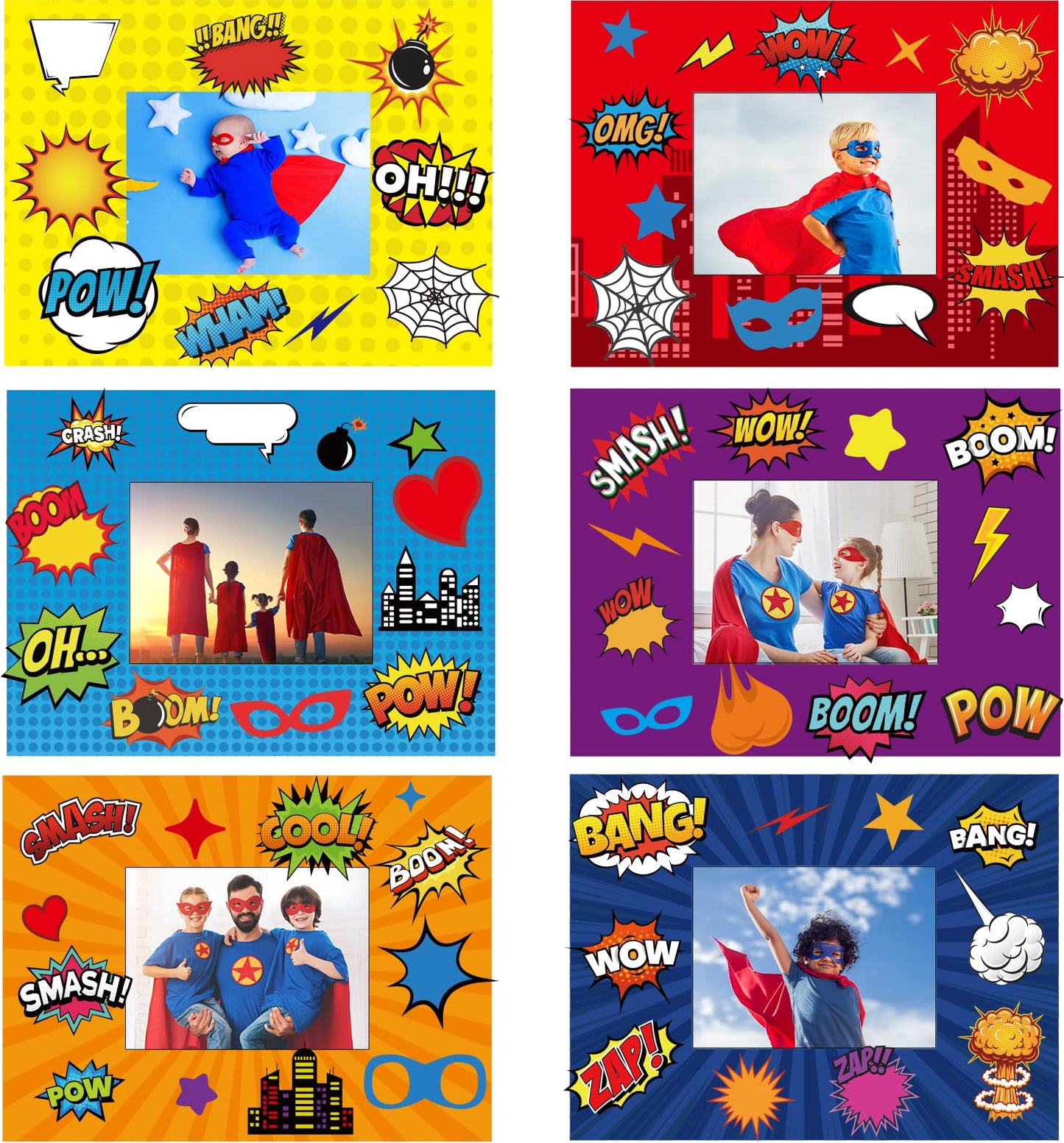 Chiazllta 30 Pack Super Theme Hero Diy Picture Frame Craft Kit For Kids Fashion Hero Diy Photograph Craft Hero Children Stickers