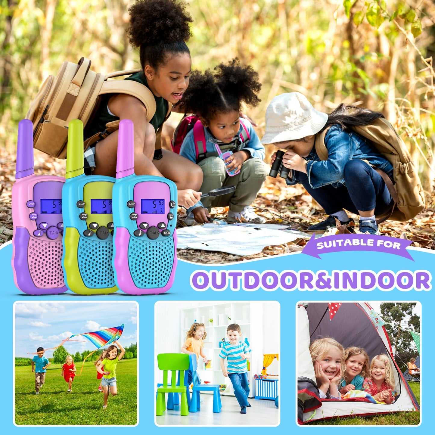 Selieve Outdoor Toys For Kids Ages 4-8, Walkie Talkies For Children Long Distance 22 Channels 2 Way Radio Interactive Toys Birth